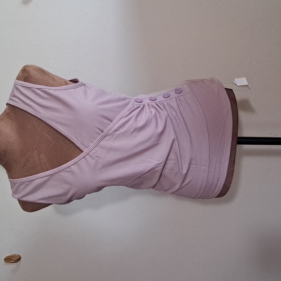 NWT Halara V Neck Ruched Decorative Button Work Tank Size Sm Stretch Pink - Picture 2 of 8